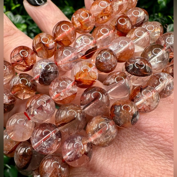 High Quality Natural Fire Quartz 9mm Beaded Bracelet - Picture 4 of 9